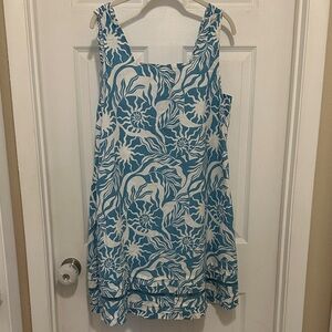 Nicole Miller Teal and White Print Dress